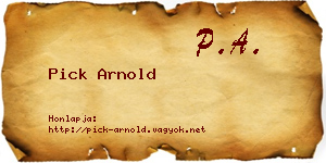 Pick Arnold névjegykártya